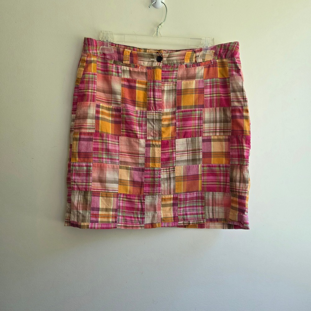 Tommy Hilfiger Y2K Patchwork Plaid Mini Skirt Pink Orange Yellow Vintage 6